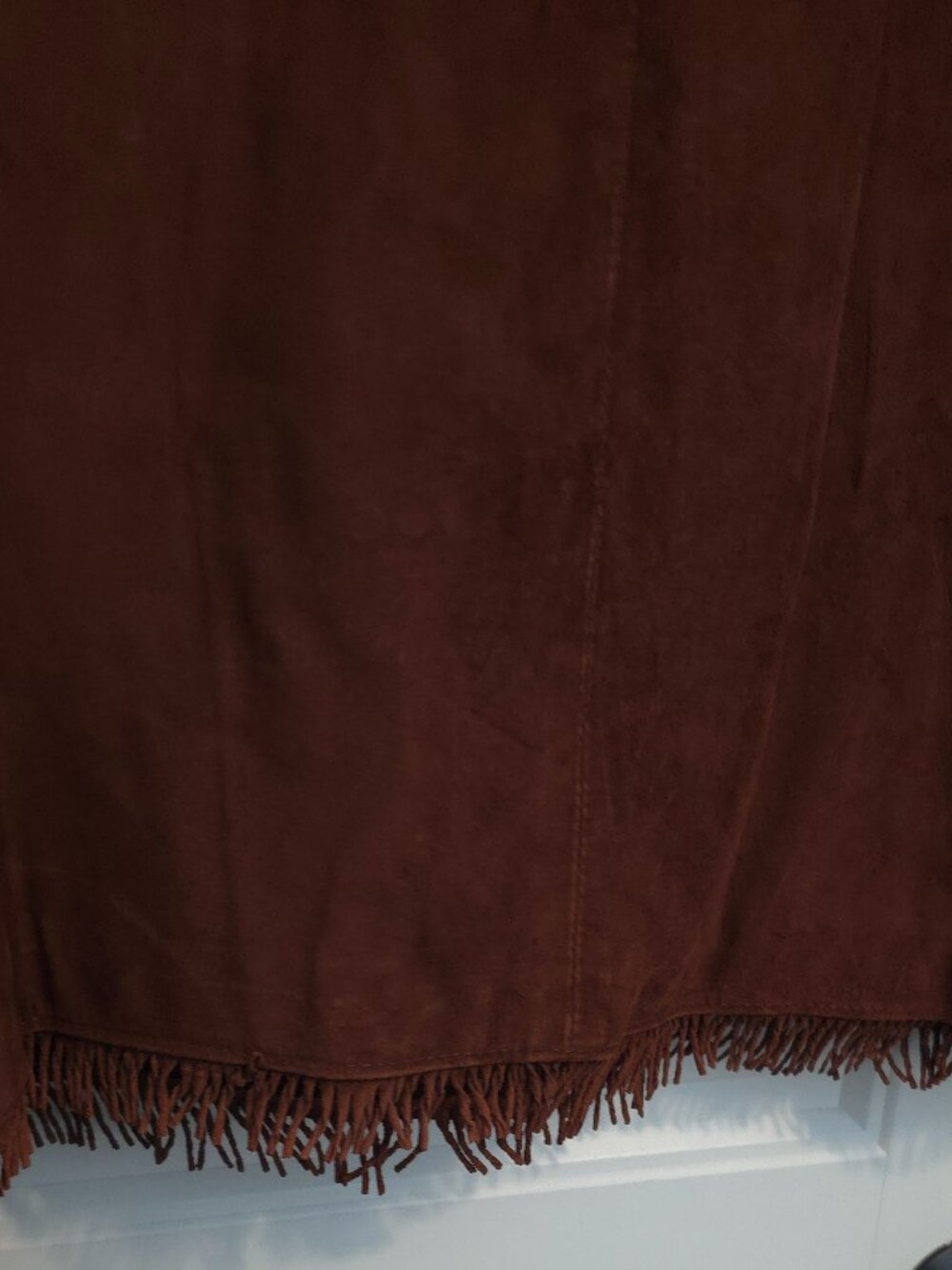 Double D Ranch Burgandy Brown Fringe Suede Leather Jacket - Woman's Size L - Picture 7 of 12